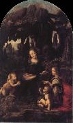 Leonardo  Da Vinci The Virgin of the Rocks oil painting artist